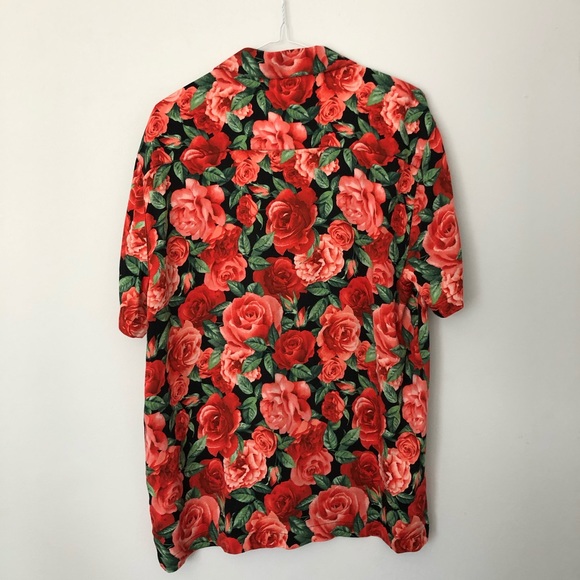 Forever 21 Men, Roses Short Sleeve Button-Up, M - Picture 3 of 5